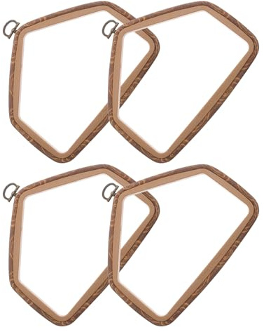 Zerodeko Telai da Ricamo a Forma di Casetta in Legno Finto, Set 4 Pezzi per Punto Croce, Supporti per Decorazioni Murali Artigianali per Casa