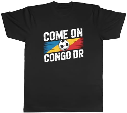 Shopagift Come on Congo DR Supporter Football Fan Mens Black T-Shirt Tee