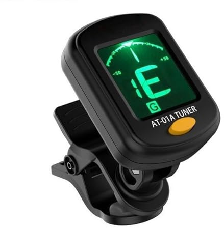 Digital Clip-On Tuner for Guitar, Bass, Violin & Ukulele - High-Precision Chromatic Tuner with 360-Degree Rotatable LCD Display for Acoustic & Electric Instruments, Viola, Cello & Double (Black)
