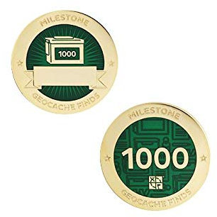 1000 Finds/Funde Coin + Tb !!gefunden Geocaching Milestone Geocoin and Tag Set