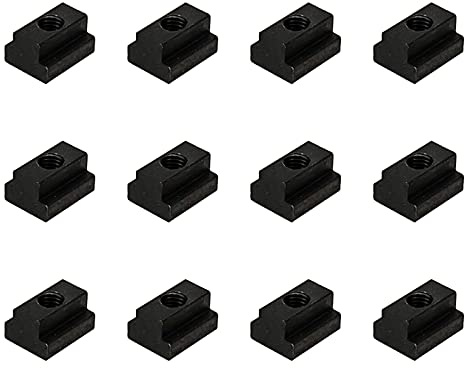 Tsnamay M8 T-Slot Nut,Black Oxide Finish,Grade 8.8,5/16 Threads,Slot Width 10mm,Slot Depth 6mm,Total Depth 12mm,Pack of 12