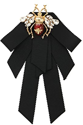 ECSiNG Abeille Noeud Papillon Broche Noir Noeud Ruban Broche Broche avec Abeille Strass Accessoires Vêtement avec Cristal Noeud pour Femme Fête Vêtements Décoration Sacs Chapeaux