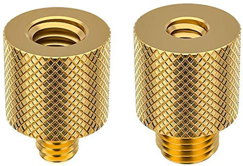 Homeet 2 Stück Gewindeadapter 1/4 auf 3/8 Stativ Adapter Aus Aluminiumlegierung Gewindeschraube Zollschrauben für Kamerastative Stative Mikrofonstativ Lampenstative Lautsprecher, GOLD Farbe