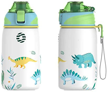 Fjbottle Borraccia Termica per bambini 400ML - Senza Perdite/Senza BPA, Bottiglia termica acciaio inox per scuola, asilo