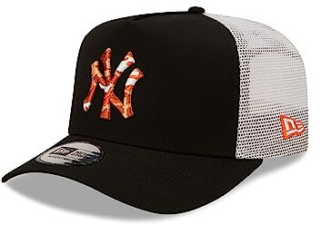 New Era New York Yankees MLB Seasonal Infill Black A-Frame Adjustable Trucker Cap - One-Size
