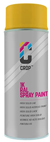 CROP Lackspray RAL 1032 Ginstergelb - Hohe Deckkraft, SCHNELLE TROCKNUNG, 100% inaltérable - Auto, Motorrad & Heimwerken - Seidenglänzend - 400 ml