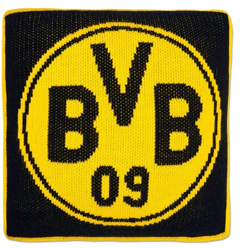 Borussia Dortmund BVB Strickkissen mit Logo-Motiv, Schwarzgelb, 30° Grad waschbar