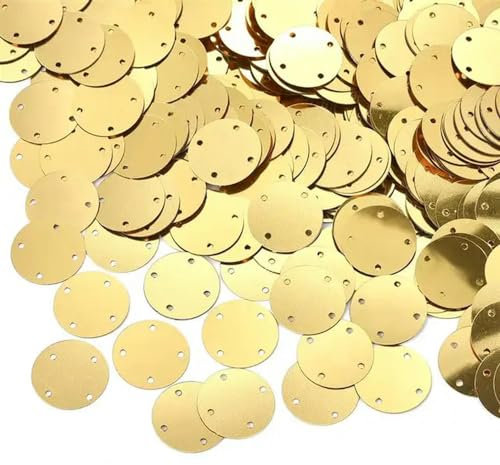 DYETEE 4 Löcher Silber Gold Pailletten zum Basteln Flache große runde Pailletten Kleidungsstück Handtasche Zubehör DIY Flocken 20mm/25mm/35mm