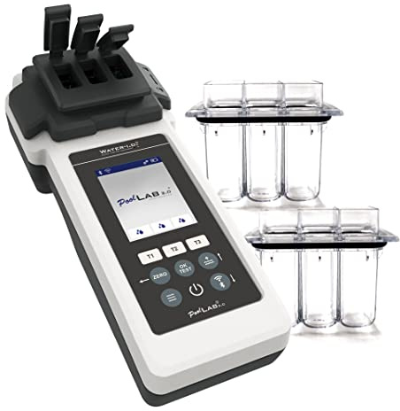 Water-i.d. WATER TESTING EQUIPMENT PoolLab 2.0 mit 70 Testtabletten - Special Edition für MediMuc - 24 Parameter - App, Software - Messung bis zu 3 Parameter in einem Test (2.0 | EXTRA Kuevette)