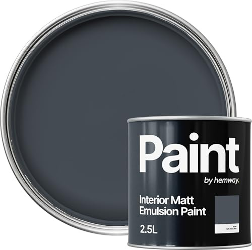 Hemway Soft Navy Blue Paint 2.5 L, Indoor Matt Finish, One Coat, Wall Paint, Acrylic & Water-Based Emulsion, Quick Dry & High Coverage for the Kitchen, Bathroom & Bedroom Walls & Ceiling