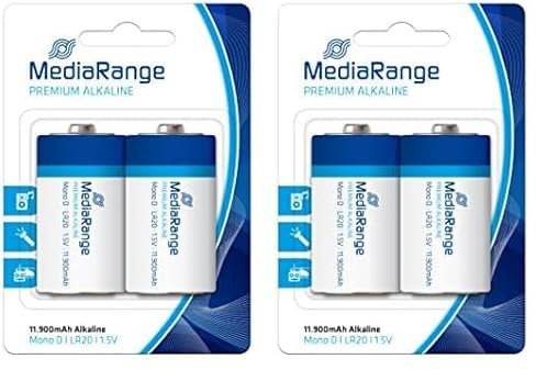 Mediarange 813074 mrbat109 Mono d baterías lr20 2 Piezas Tipo batería alcalina 1,5 voltios (Paquete de 2)