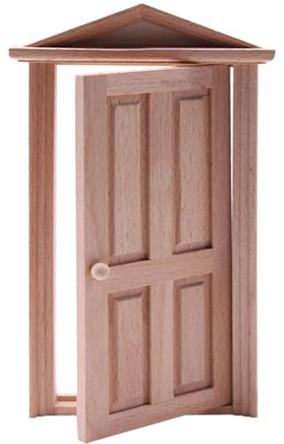 Whyzsjnclg Dollhouse Door 1:12 Scale Mini Door with Handle Wooden Outwards Miniature Door Wooden Dolls House Furniture for Doll House Accessories Style1 Dollhouse Door