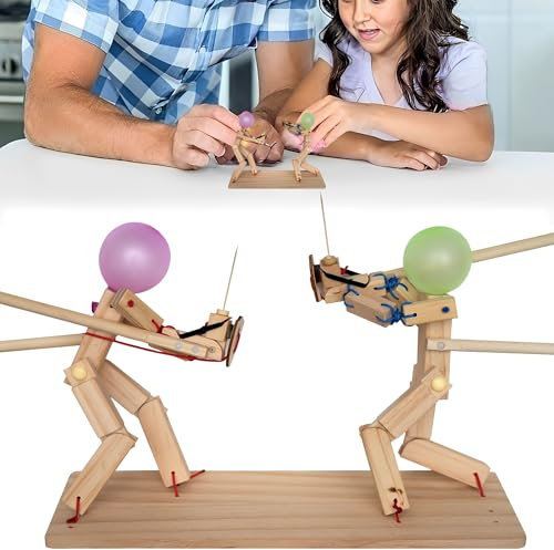 JIAMIAN Holz Ballon Fechten Set, Puppe Fechten Spiel, Fechten Wettbewerb, Tischfechten Spiel, Spaß Fechten Wettbewerb Mit 100 Ballons, Geeignet Für Versammlungen und Familienaktivitäten