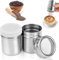 QOUBNIC 2 Stück Edelstahl Pulverstreuer Set mit Deckel, Puderzuckerstreuer & Kakaostreuer mit Siebfunktion für Cappuccino Kakao Kaffee Schokolade