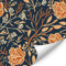HPNIUB Navy Blue Orange Floral Wallpaper Peel and Stick Watercolor Bold Botanical Removable Wallpaper, Flower Wall Art Self-Adhesive Decor for Living Room,Bathroom,Bedroom (17.3 x 118 Inch)
