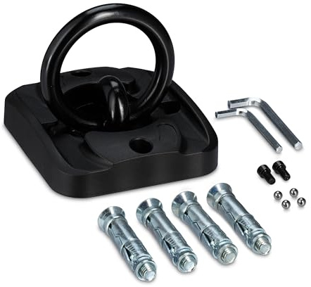 Relaxdays Anello Antifurto Bici e Moto, Gancio 14 mm, Ancoraggio a Muro e Pavimento per Biciclette, Acciaio e Plastica