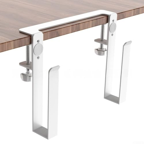 Oniissy Support réglable pour ordinateur portable, sans perçage, rangement latéral en alliage d'aluminium pour tablettes, claviers, extension de support (blanc-1)