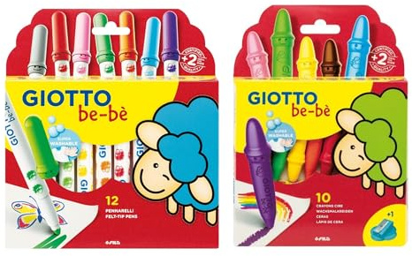 Lot Giotto Bèbè 12 Feutres + 10 Crayons de Cire