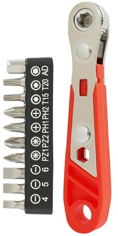 Right Angle Phillips Magnetic Screwdriver Set - Length of 4.33” Mini Ratchet Wrench, High Torque Reversible Offset Screwdriver with Durable Bits Set, Ideal for Tight Spaces in Home and Auto