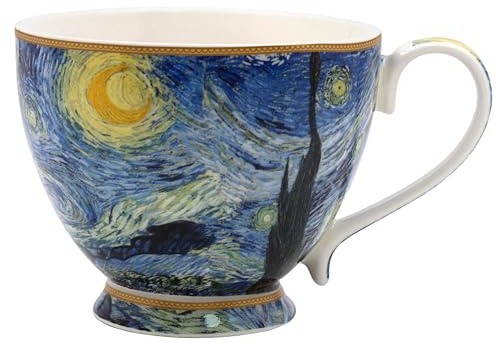 The Leonardo Collection Vincent Van Gogh Van Gogh Star Night Footed Mug for Hot Drinks | Fine China Printed Mugs for Kitchen & Home | Reusable Ceramic Cups for Every Occasion