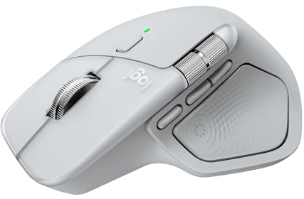 Logitech MX Master 4 for Mac, Ergonomic Bluetooth Mouse with Advanced Performance Haptic Feedback, Ultra-Fast Scrolling, USB-C Charging, MacOS, iPadOS, Windows - White silver