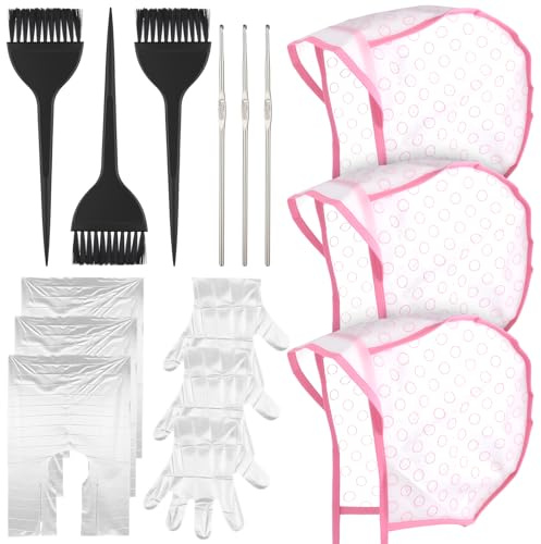 LXUEJIE Lot de 15 bonnets à mèches réglables - Avec trous - Pour salon de beauté, usage domestique - Rose