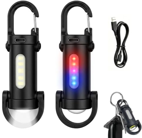 2PCS 1200LM Super Bright Mini Keychain Flashlight, 7 Modes & COB Side Light | Waterproof USB C Rechargeable LED Torch, Small Pocket Keyring Light, Portable EDC Torch for Outdoor Hiking Camping Emergency
