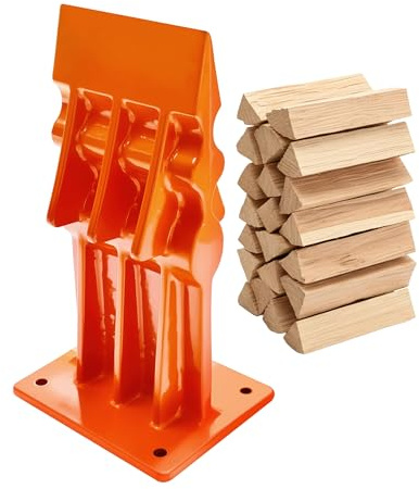 Relaxdays vedklyv manuell, stål, H x B x D: 18 x 10 x 8 cm, orange | Klot för trähackning, klyvning för ved