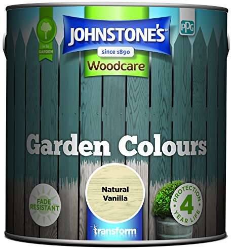 Johnstone’s - Garden Colours - Natural Vanilla - Exterior Wood Paint - Fade Resistant - Suitable for Garden Furniture Outdoors - Fence Paint - Dry in 2 hours - 12m2 Coverage per Litre - 2.5L