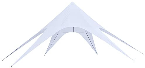 Outsunny XXL-Gartenzelt Sternplane Regenschutz Sonnensegel Campingzelt 10 x 10 x 4 m Polyester High Density 210D wasserdicht hellblau