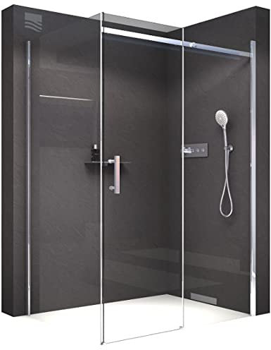 Eckdusche mit Schiebetür DX806A FLEX - Nano ESG-Sicherheitsglas - flexible Montage, Breite Schiebetür-Element:100cm, Breite Seitenwand:100cm