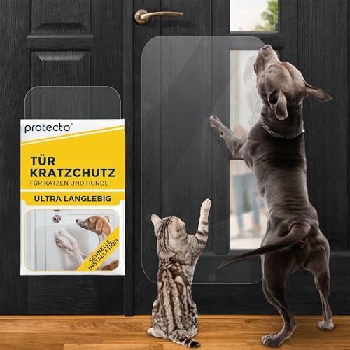 PROTECTO Ultra Durable Door Protector for Dogs – 90x40 cm Clear Cat Scratch Protector | Easy to Install Anti Scratch Door Guard for Dogs and Cats - Protection for Furniture, Walls and Windows