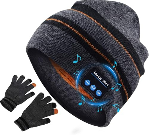 puersit Gorro Bluetooth V5.2 Lavable Gorro con Bluetooth, Cálido y Suave Gorro de Invierno con Música y Auriculares Inalámbricos Estéreo HD para Deportes al Aire Libre