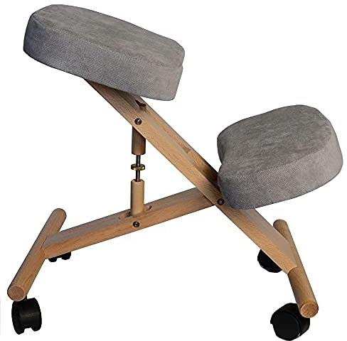 OR8 Wellness Professioneller ergonomischer Kniestuhl, orthopädische Korrektur für schlechte Rücken, Nackenschmerzen, höhenverstellbar, bequeme Kissen für Zuhause und Büro, Sitz mit Rolle