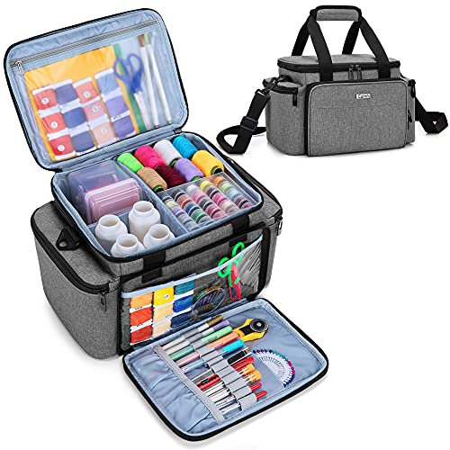 CURMIO Nähzubehör Tasche, Nähsets Aufbewahrungstasche, Nähaufbewahrung für nadeln, schere, maßband, faden und andere nähen zubehör, (KEINE Zubehör enthalten), Grau