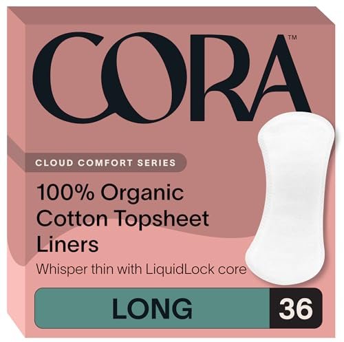 Cora 100% Organic Cotton Topsheet Period Liners (36 Long Period Liners)