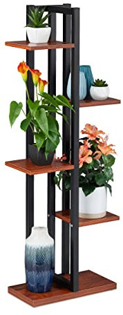 Relaxdays Pflanzenregal, Blumentreppe mit 5 Ablagen, HBT: 117 x 43 x 22 cm, Stahl u. MDF, Blumenregal innen, Farbauswahl