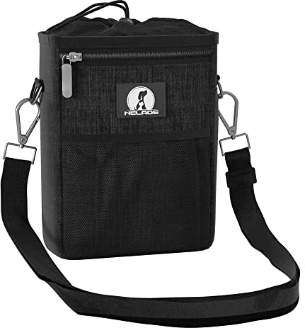 NELADE® Sac à nourriture - Idéal pour les chiens - Accessoire idéal pour votre promenade ou l'entraînement avec le chien - Robuste et imperméable - Noir