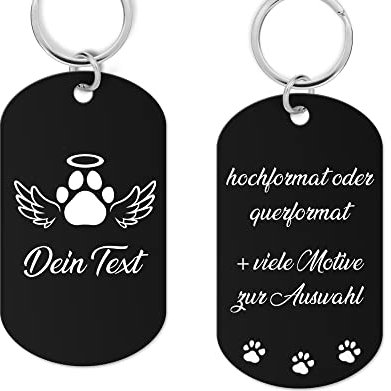 Hundemarke mit Gravur - Aluminium Schild-Hundemarke personalisiert mit hochwertiger Lasergravur, Adressanhänger Hund personalisiert für Hunde Dog Tag (schwarz)