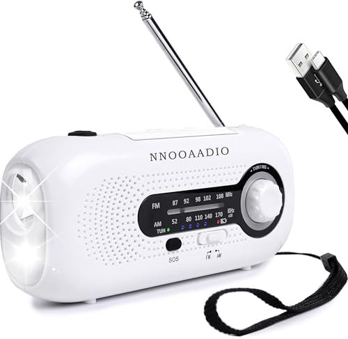Wind Up Radio, Solar Hand Crank Portable Emergency AM/FM Weather Radio, 2000mAh Survival with LED Bright Flashlight, SOS Alarm, Headphone Jack, Cell Phone Charger for Home and Outdoor