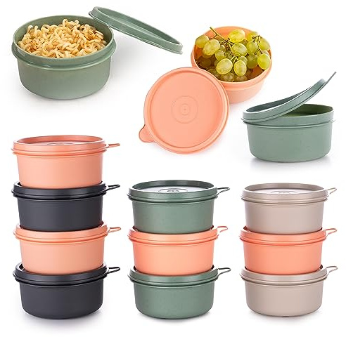 EYNEL 280 ml Small Round Food Storage Containers with Lids Set of 8, Airtight Leakproof Reusable, Plastic To Go Bento Box, Mini Lunch Box, Snack Storage Bowl, for Kitchen, Picnic