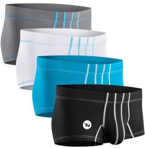 RM Real Men retroshorts för män, B Pouch 4-pack, svart, vit, grå, cyan, M