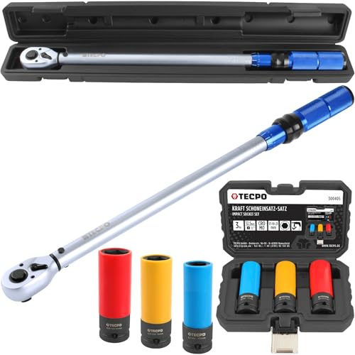 TECPO Drehmomentschlüssel 1/2 60-330 Nm mit 3-tlg. Schoneinsatz [17/19/21mm]