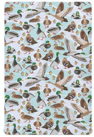 Montierte Krippe für Babyjungen oder Mädchen weiche atmungsaktive Babybettdecke für Standardgröße Krippe Matratze 132 x 71 cm Rasenenten