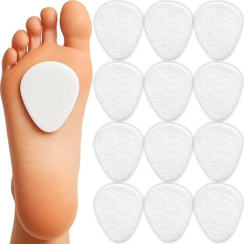 Metatarsal Pads for Women & Men (12 Pack) Ball of Foot Cushions for Pain Relief, Felt Metatarsal Foot Pads for All Shoe Type, Mortons Neuroma, High Heel Insert Cushions, One Size Fits All (1/4” Thick)