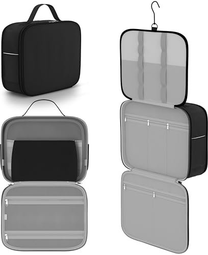 Kulturtasche zum Aufhängen Innenbeutel Abnehmbarer - großer Kulturbeutel schwarz für Männer, Frauen & Familien 12 Liter Stauraum und Nylon Reißverschlüsse