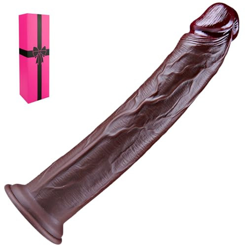 Silikon schwarzer großer long Dildo anal, 25cm realistischer Eichel-Prostata-Dildo, weicher Silikondildo mit Saugnapf, G-Punkt XL langer Analdildo, Dusch-Penis-Dildo Sexspielzeug für Männer und Frauen