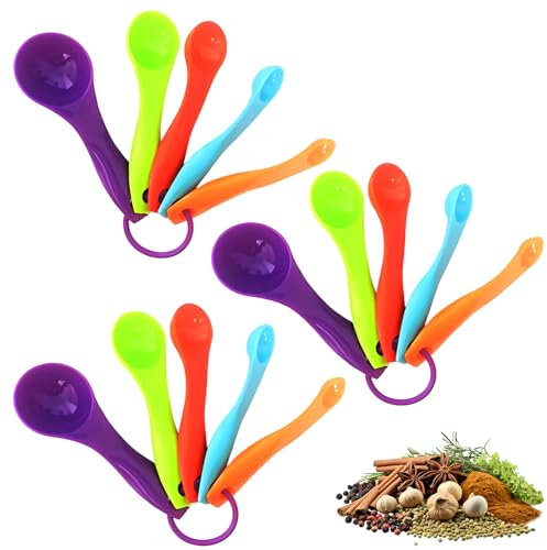 15 Stück Die Farbe ist zufällig Messlöffel Set, Messlöffel Gramm, Bunt Measuring Spoons Mit Unterschiedlichen Kapazitäten, Portionierlöffel Farbmesslöffel Für Kochen Backen Und Pulvermessgeräte