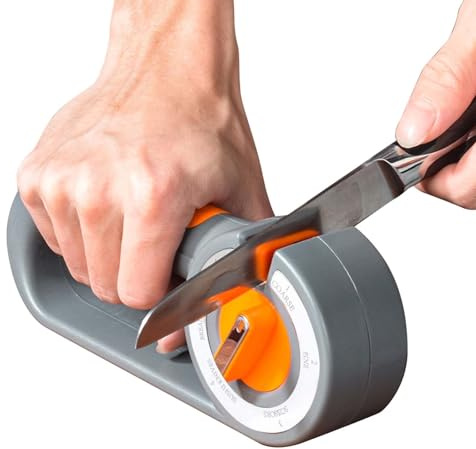Afilador de Cuchillos Profesional 6-en-1,Piedra de Afilar con Diamante, Cerámica & Carburo de Tungsteno – Para Cuchillos de Cocina,Tijeras y Hojas Dentadas – 6 Ángulos de Afilado,Mango Antideslizante