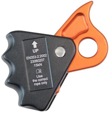 MotiveTech Dispositivo di Sicurezza anticaduta con bloccante per Arrampicata su Corda, Attrezzatura anticaduta per impieghi gravosi per spedizioni di, Orangina